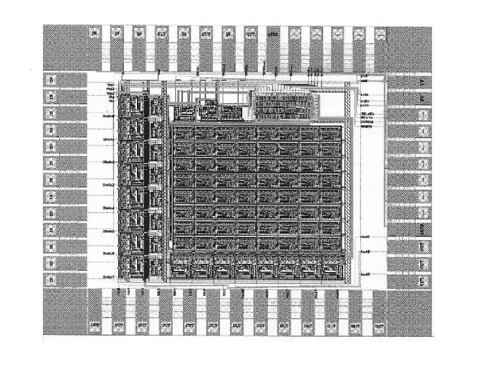 Layout del secondo prototipo microchip neurale 1996